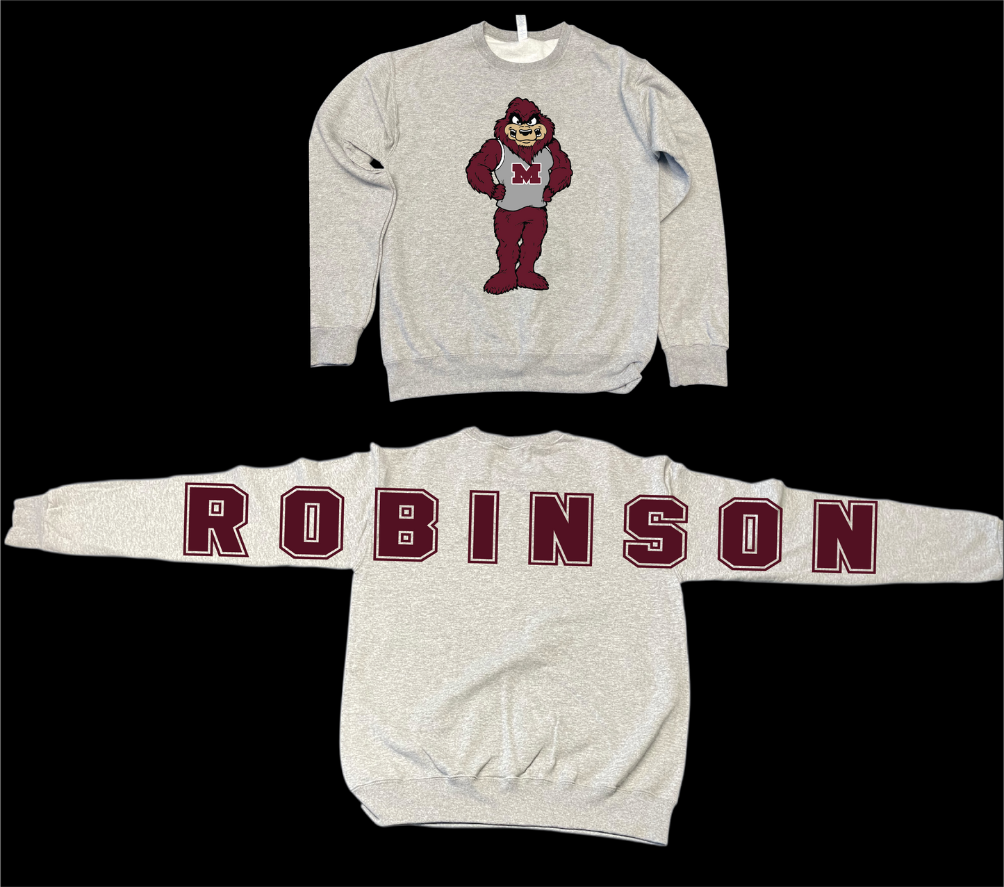 SCHOOL MASCOT LARGE PRINT CREWS-ALL PRINT WILL BE DISTRESSED. DUE TO HIGH DEMAND PLEASE ALLOW 10 BUSINESS DAYS FOR PRODUCTION BEFORE SHIPPED VIA UPS. PLEASE LEAVE YOUR CONTACT INFORMATION DURING CHECKOUT.