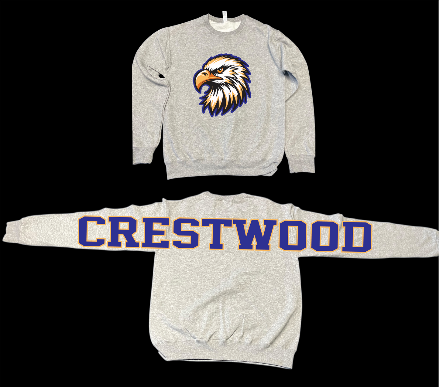 SCHOOL MASCOT LARGE PRINT CREWS-ALL PRINT WILL BE DISTRESSED. DUE TO HIGH DEMAND PLEASE ALLOW 10 BUSINESS DAYS FOR PRODUCTION BEFORE SHIPPED VIA UPS. PLEASE LEAVE YOUR CONTACT INFORMATION DURING CHECKOUT.