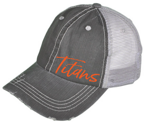 2025 Booster Club Store-Distressed Ponytail Hats (Titans or Raiders)